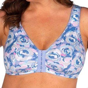 Leading Lady Cotton Front-Closure Leisure Bra, Blue-Lavender-Rose - 110